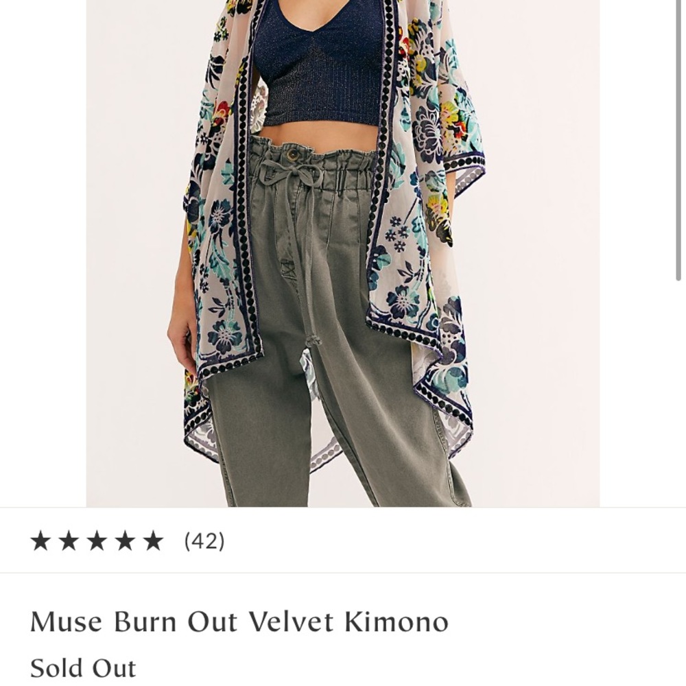 🔥Free people muse burn out velvet kimono🔥 NWOT